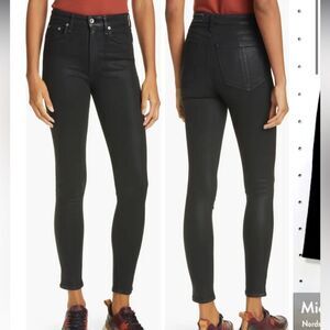 rag & bone Womens Size 23 Nina High Waist Coated Ankle Skinny Jeans Black
